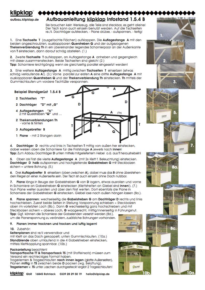 klipklap Aufbauhinweise BUND Infostand